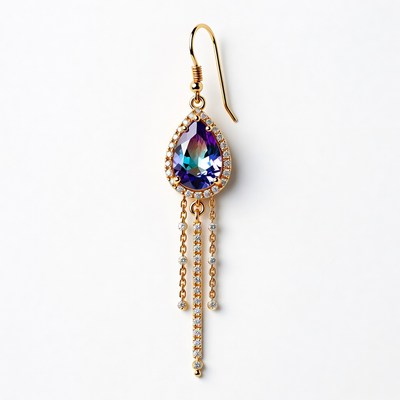 Purple Teardrop Gold Dangle Earring