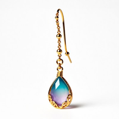 Teardrop Aquamarine Gold Dangle Earring