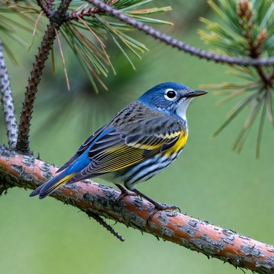 Cerulean Warbler on Pine Branch