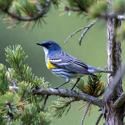 Cerulean Warbler on Pine Branch