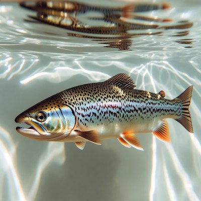 Rainbow Trout Swimming Underwater