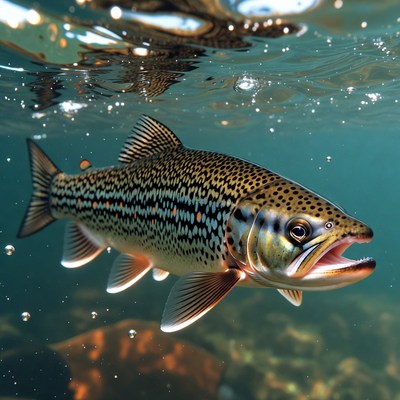 Rainbow Trout Swimming Underwater