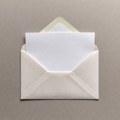 Open white envelope with blank paper