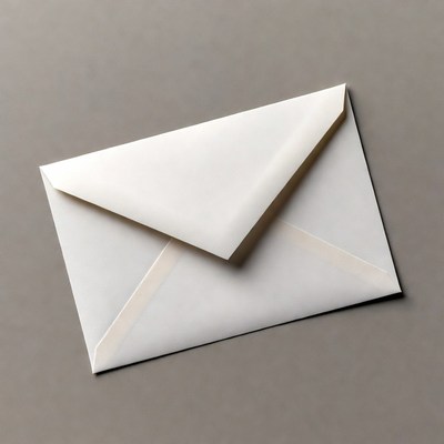 White envelope on gray background