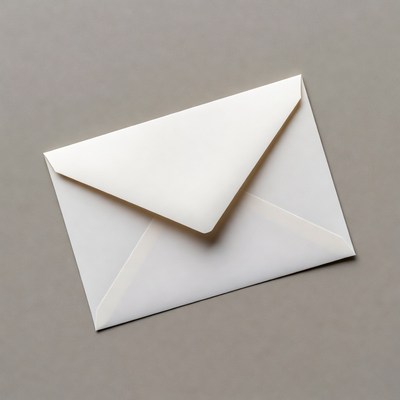 White envelope on gray background