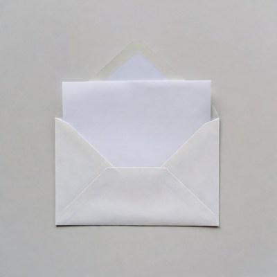 Open White Envelope with Blank Letter