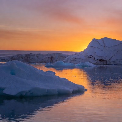 Icebergs at Sunset
