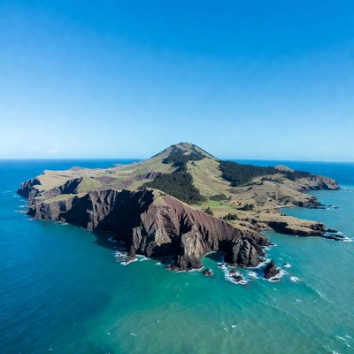 Green Island with Volcanic Peak