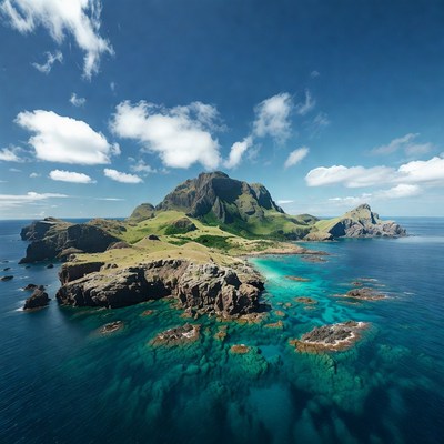 Tropical Island with Turquoise Lagoon