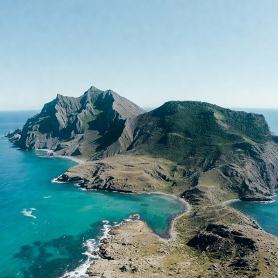 Aerial View of Rugged Coastal Islands