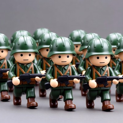 Toy Soldiers Marching in Formation