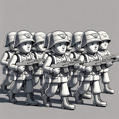 Soldiers Marching with Rifles Illustration