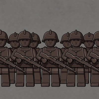 Soldiers in Formation with Rifles