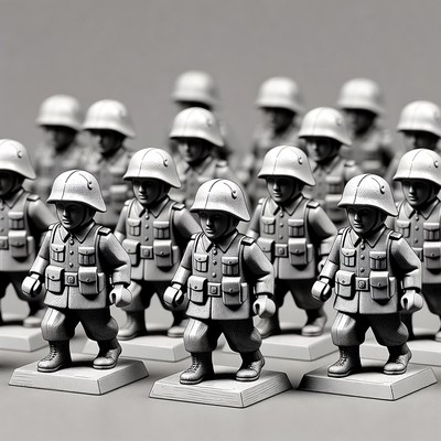 WWII German Soldiers Miniatures in Formation