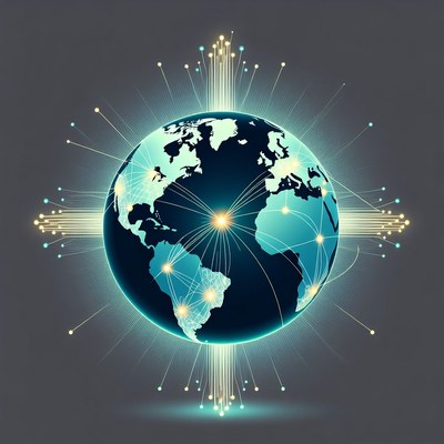 Glowing Earth with Global Network Connections