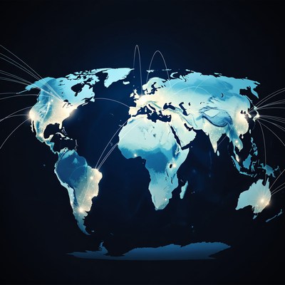 Glowing World Map with Connections