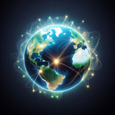 Glowing Earth with Network Connections