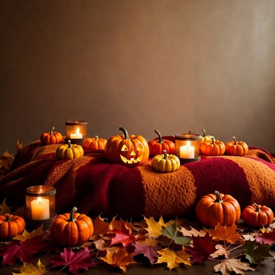 Jack-o'-lanterns on Autumn Blanket
