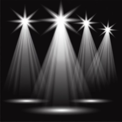 Five Spotlights on Black Background