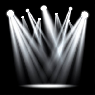 Spotlights Beaming on Dark Stage