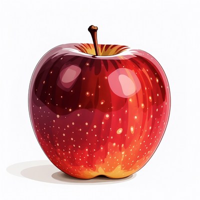 Shiny Red Apple Illustration