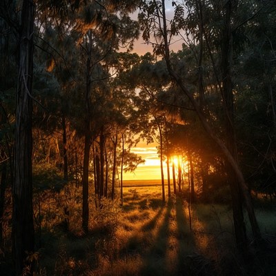 Sunset Through Tall Trees