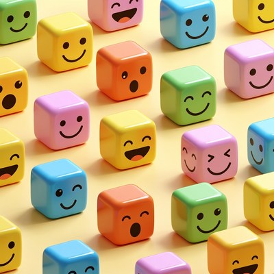 Colorful Smiley Face Cubes