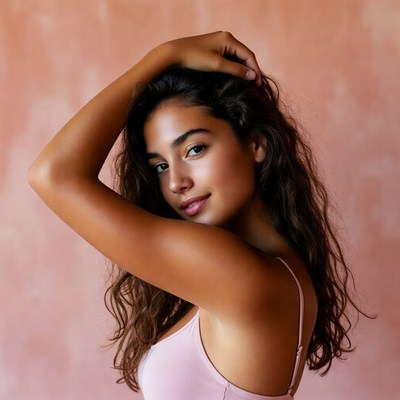 Woman posing with hand on head