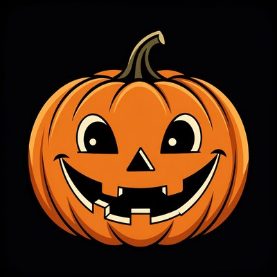 Smiling Jack-o'-lantern Pumpkin Illustration