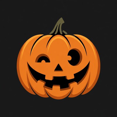 Cartoon Jack-o-Lantern Winking