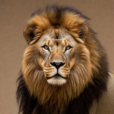 Majestic lion close-up portrait