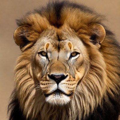 Close-up lion face portrait