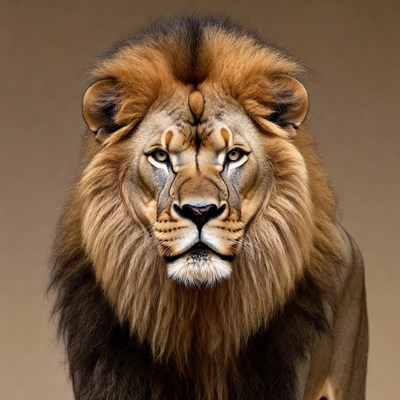 Majestic lion close-up portrait