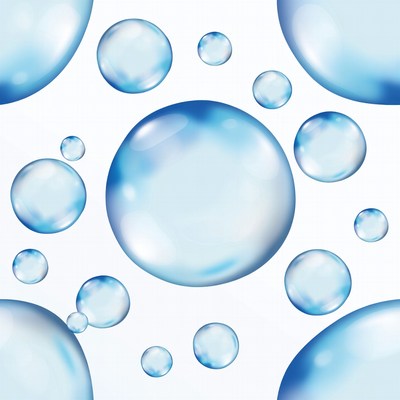 Blue Bubbles on White Background