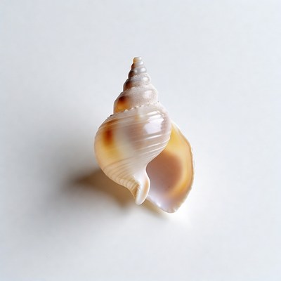 White seashell on white background