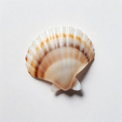 Scallop shell on white background