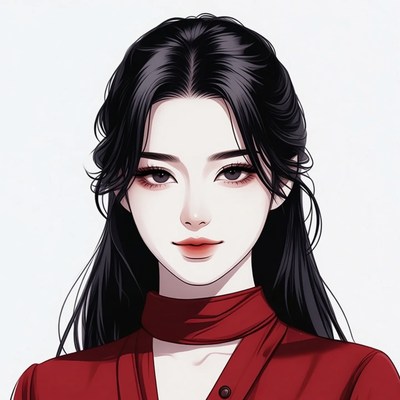 Anime girl with long black hair