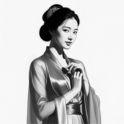 Asian woman in elegant hanfu
