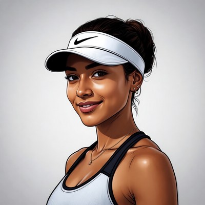 Smiling Woman in Nike Visor and Tank Top