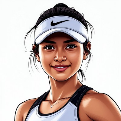 Asian woman in Nike tennis visor