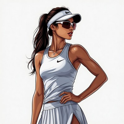Woman in Nike tennis outfit