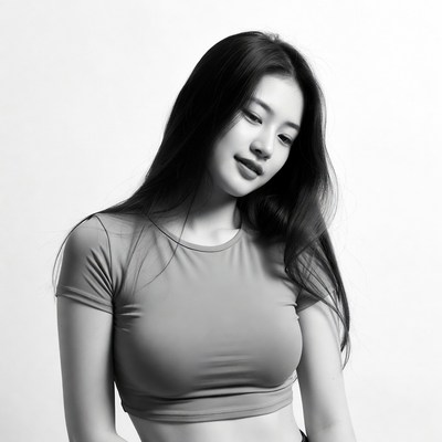 Asian woman with long hair profile