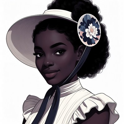 African-American woman in wide-brim hat
