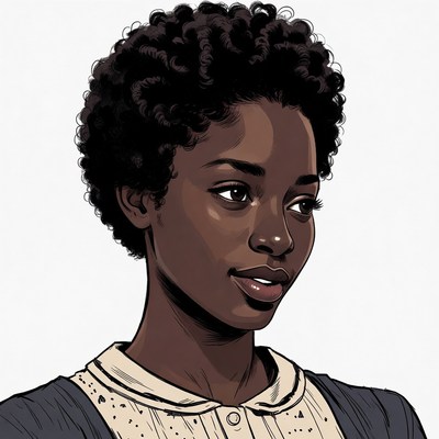 African-American woman with curly hair