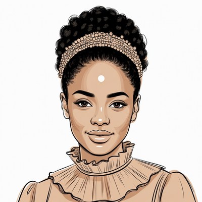 African-American woman with beaded headband