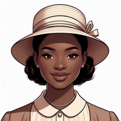 African-American woman wearing wide-brim hat