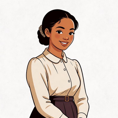 Smiling African-American woman in vintage dress