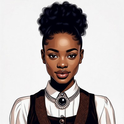 African-American woman in vintage vest