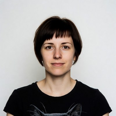 Woman with black cat t-shirt