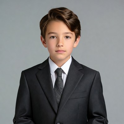 Young boy in suit and tie
